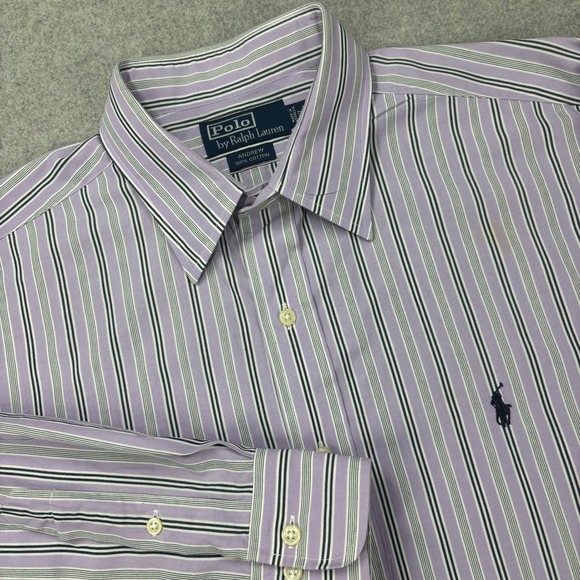 Polo‎ Ralph Lauren Andrew Shirt Mens 17 34/35 (XL) Classic Fit Baggy Y2K Preppy - Picture 1 of 10